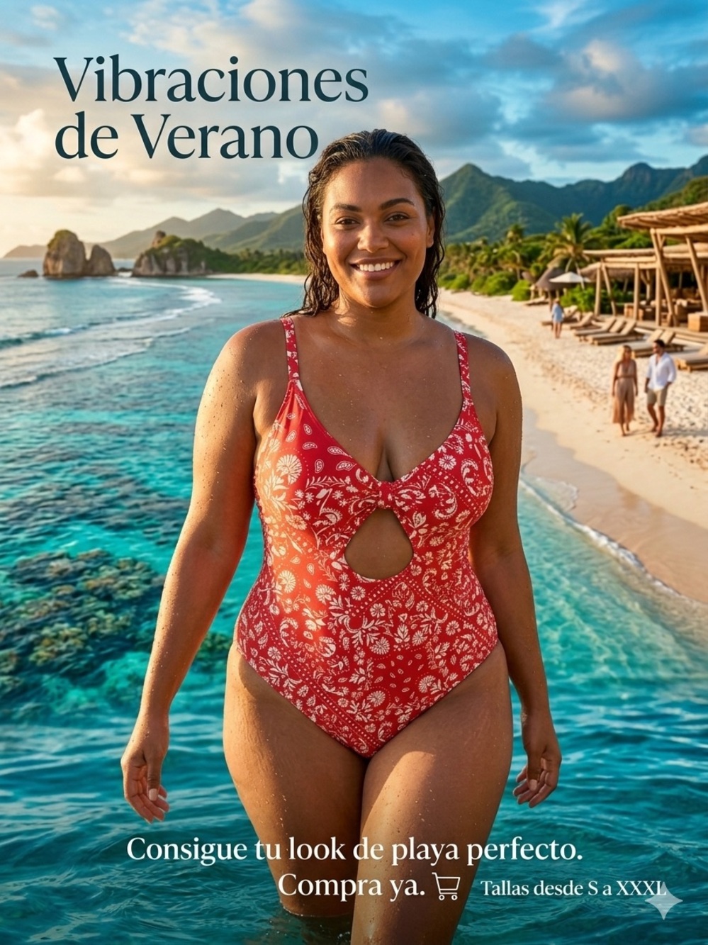 Time and Tru Red Floral One-Piece Swimsuit